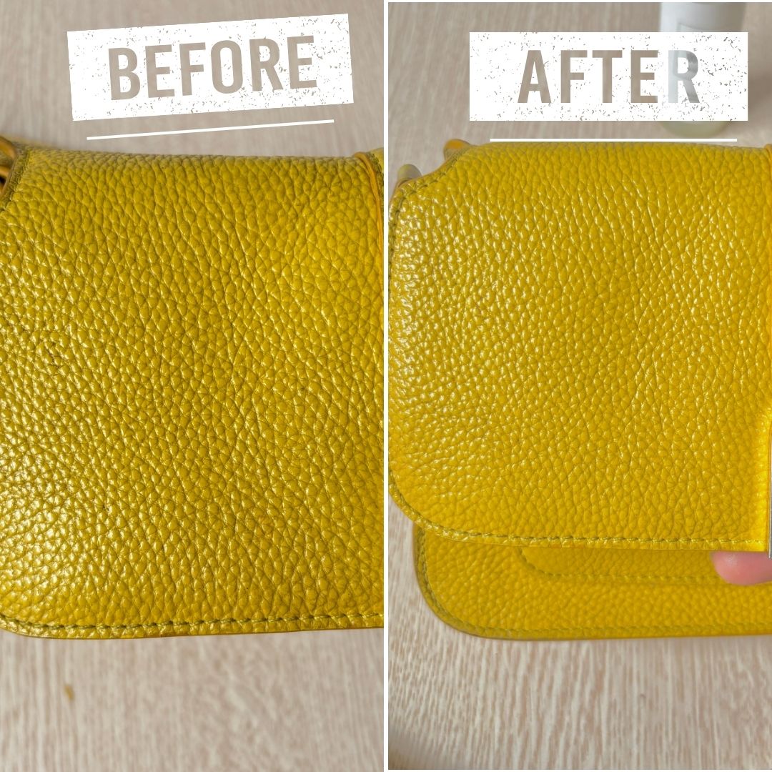 Hình ảnh túi da được làm sạch với sản phẩm LEATHER WH-02