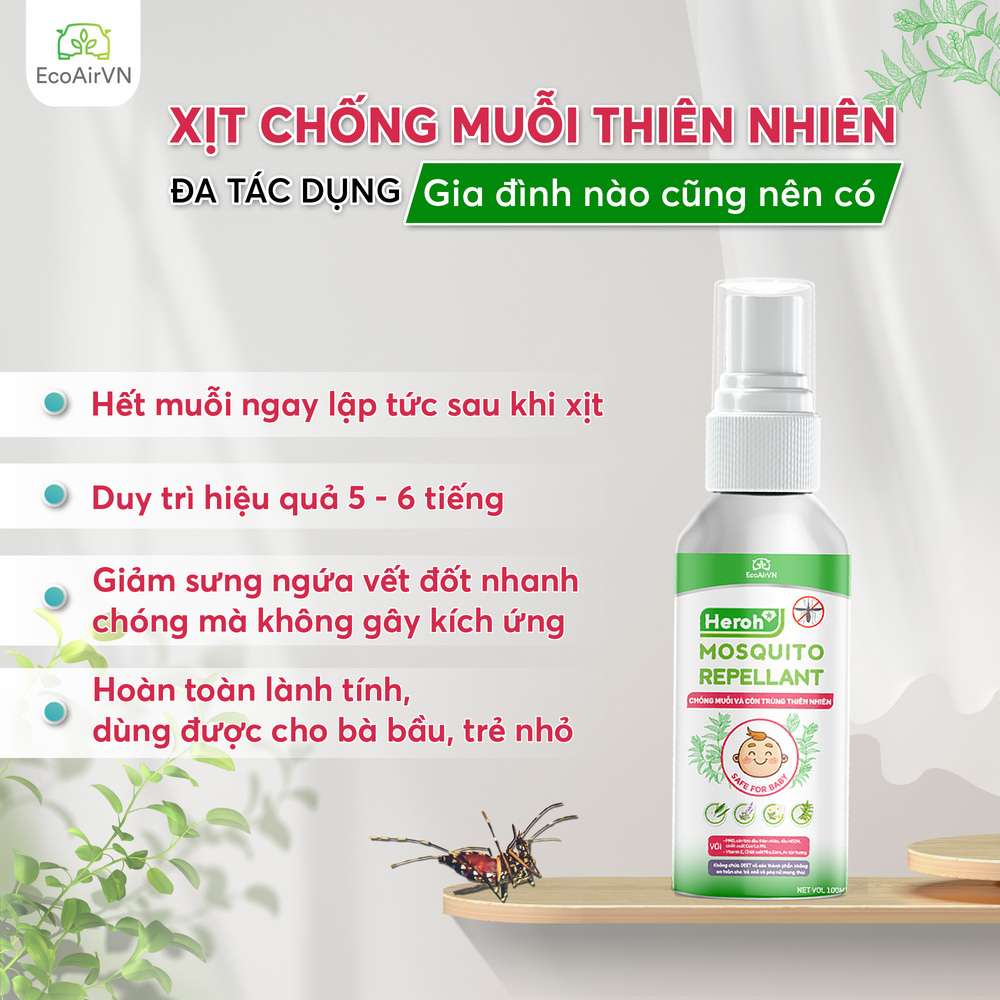 xịt chống muỗi thiên nhiên, xịt chống muỗi, xịt muỗi thiên nhiên, xịt chống muỗi thiên nhiên heroh, cách đuổi muỗi, cách đuổi muỗi tự nhiên