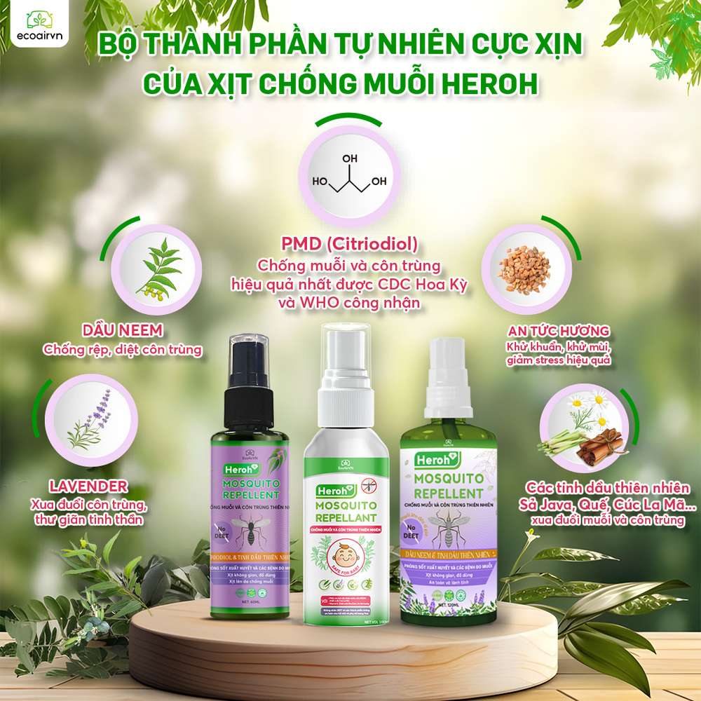 xịt chống muỗi thiên nhiên, xịt chống muỗi, xịt muỗi thiên nhiên, xịt chống muỗi thiên nhiên heroh, cách đuổi muỗi, cách đuổi muỗi tự nhiên