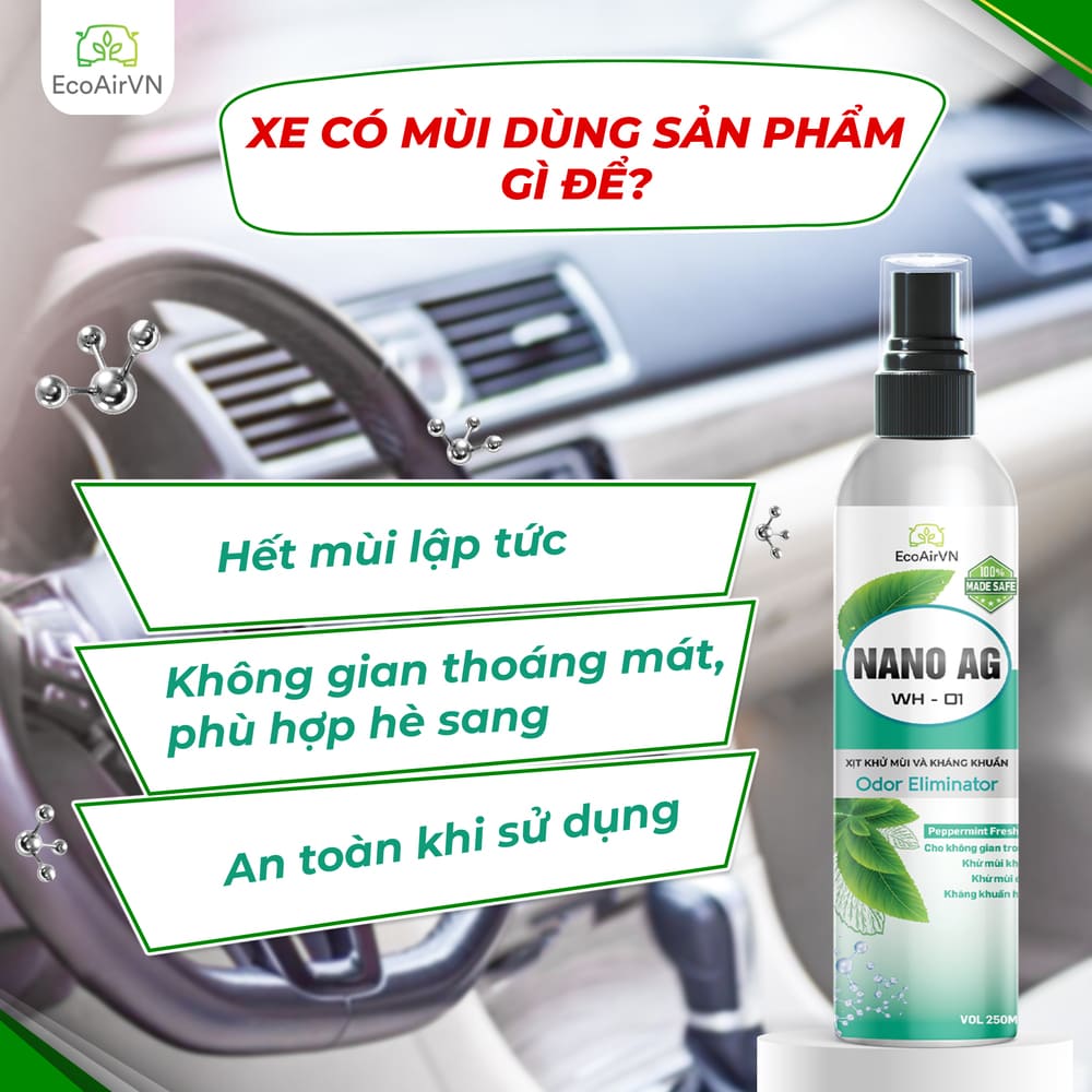 cách khử mùi ô tô hiệu quả, xịt khử mùi diệt khuẩn fresso, xịt khử mùi ô tô