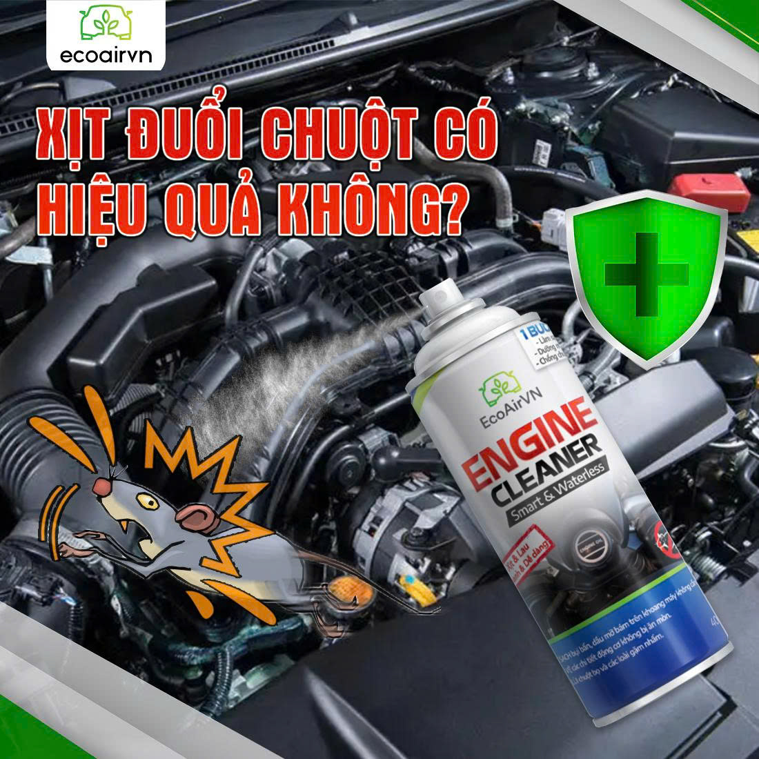 xịt đuổi chuột có hiệu quả không, xịt chuột ô tô, xịt chuột gia đình, rat & pest oust, engine cleaner