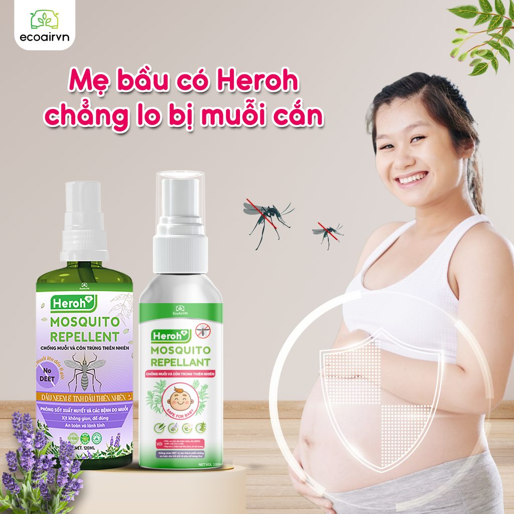 lựa chọn xịt chống muỗi an toàn cho bà bầu, xịt chống muỗi, xịt chống muỗi thiên nhiên Heroh