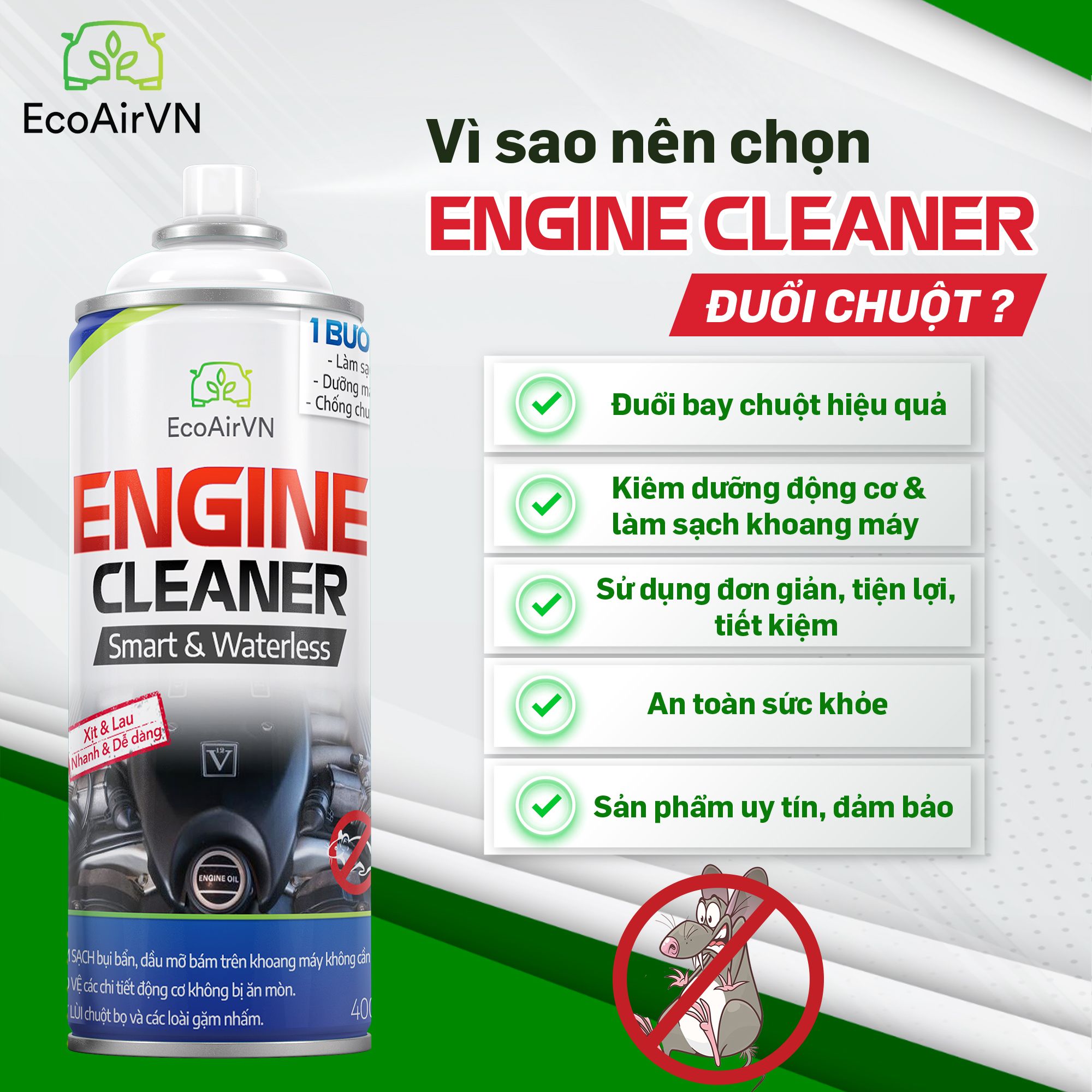 Đỗ xe trong hầm & ngoài trời: chỗ nào chuột đến nhiều hơn, xịt chuột ô tô, engine cleaner, đuổi chuột ô tô, xịt chống chuột ô tô