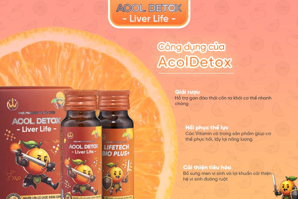 thức uống giải rượu, giải rượu, nước giải rượu, thức uống giải rượu Acol Detox