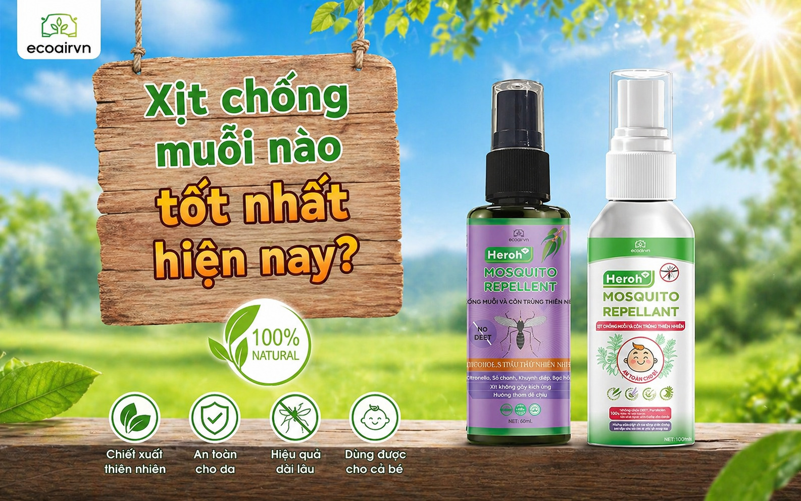 xịt chống muỗi nào tốt nhất hiện nay, xịt chống muỗi thiên nhiên heroh