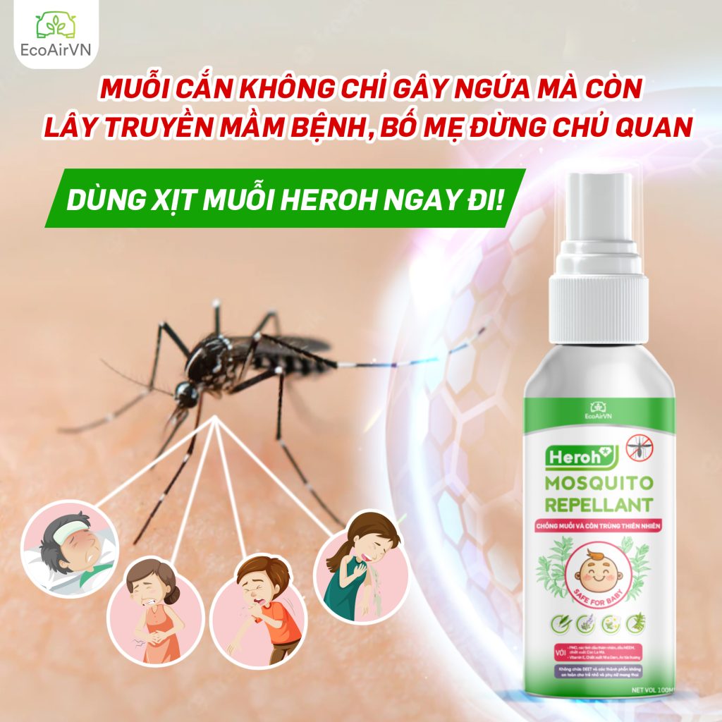 bị thuốc xịt muỗi dính vào mắt, xịt chống muỗi thiên nhiên heroh