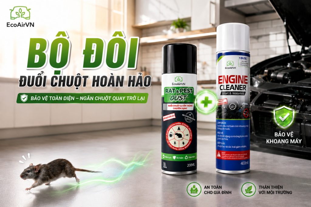 bộ đôi đuổi chuột hoàn hảo, rat & pest oust, engine cleaner