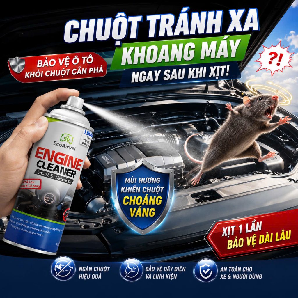 5 nơi chuột mang virus ẩn nấp trong ô tô, engine cleaner
