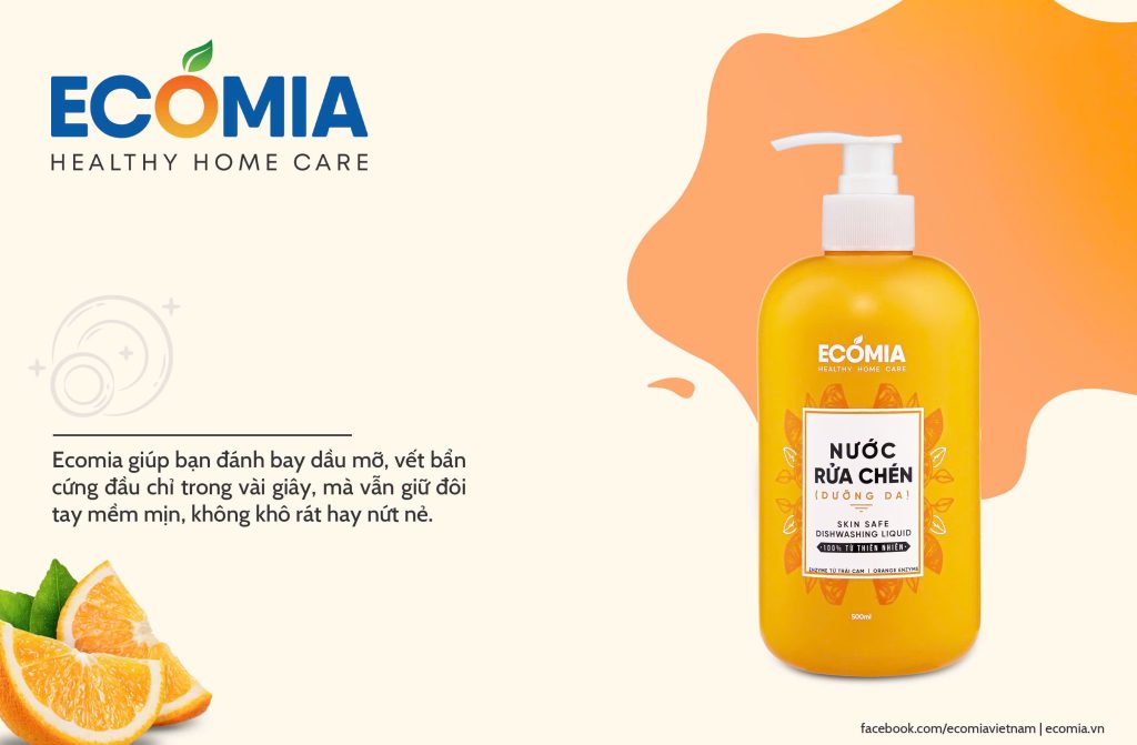 chai nước rửa chén thiên nhiên Ecomia hương cam
