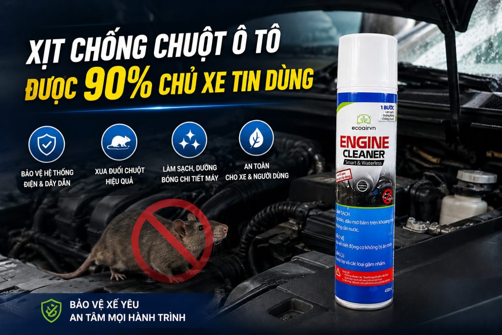cách chống chuột ô tô mùa mưa hiệu quả, engine cleaner