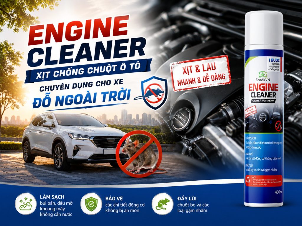Cách chống chuột cho xe đỗ ngoài trời hiệu quả, engine cleaner