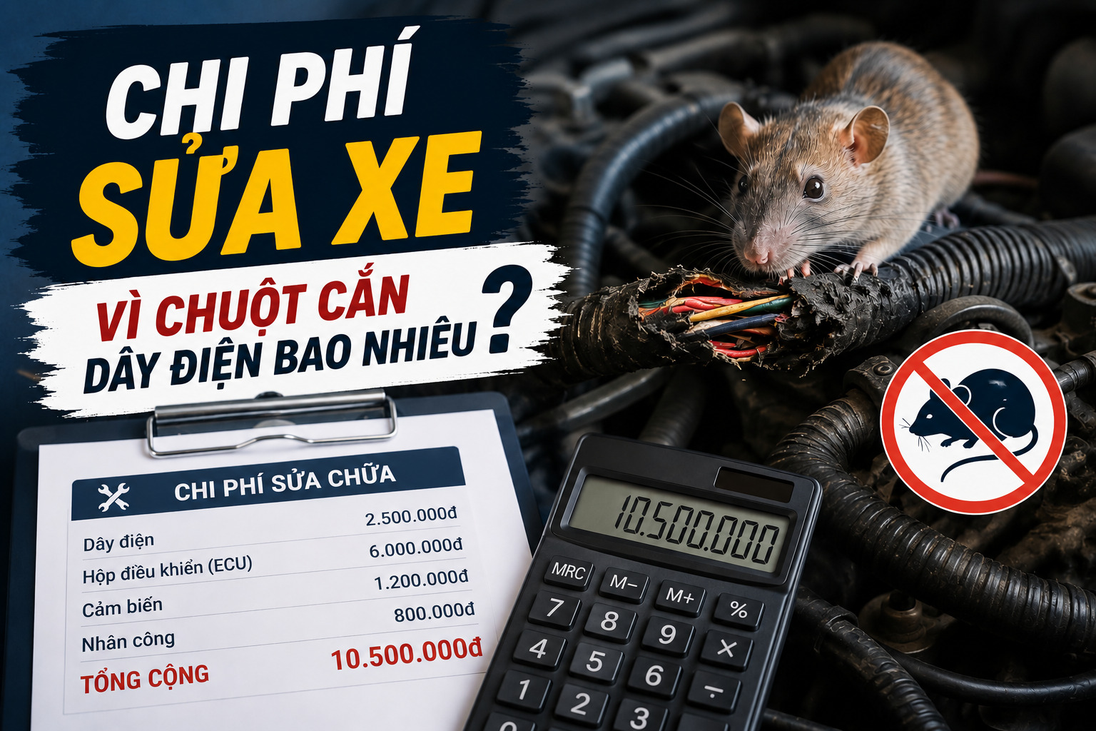 Chi phí sửa xe vì chuột cắn dây điện bao nhiêu? engine cleaner