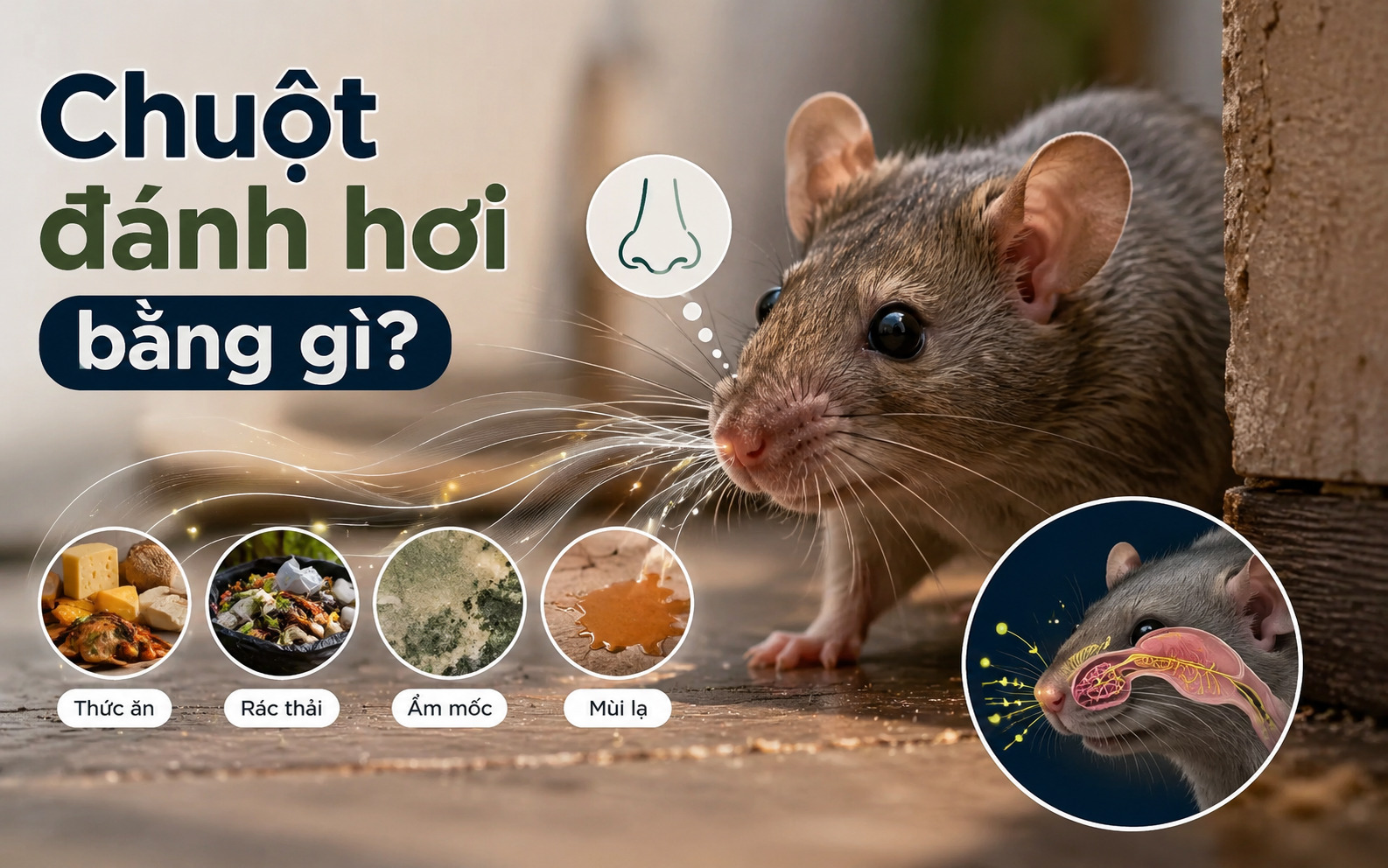 Chuột đánh hơi bằng gì? 