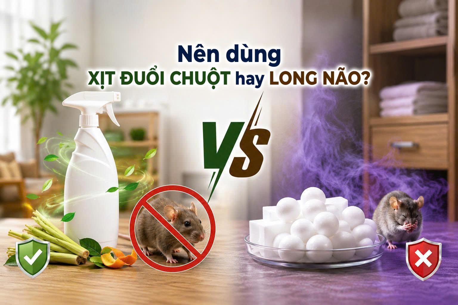 Nên dùng xịt đuổi chuột hay long não