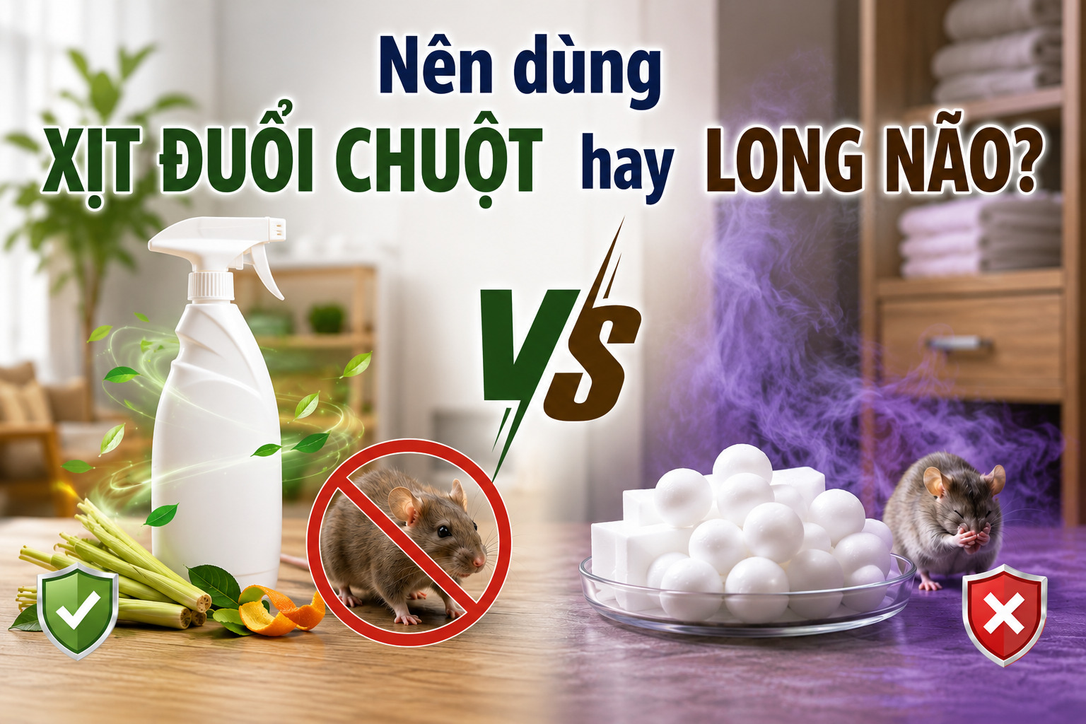Nên dùng xịt đuổi chuột hay long não?