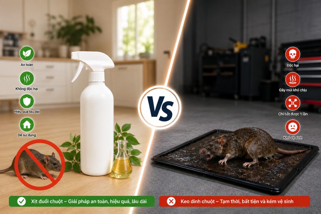 Xịt đuổi chuột hay keo dính chuột: Nên dùng gì?