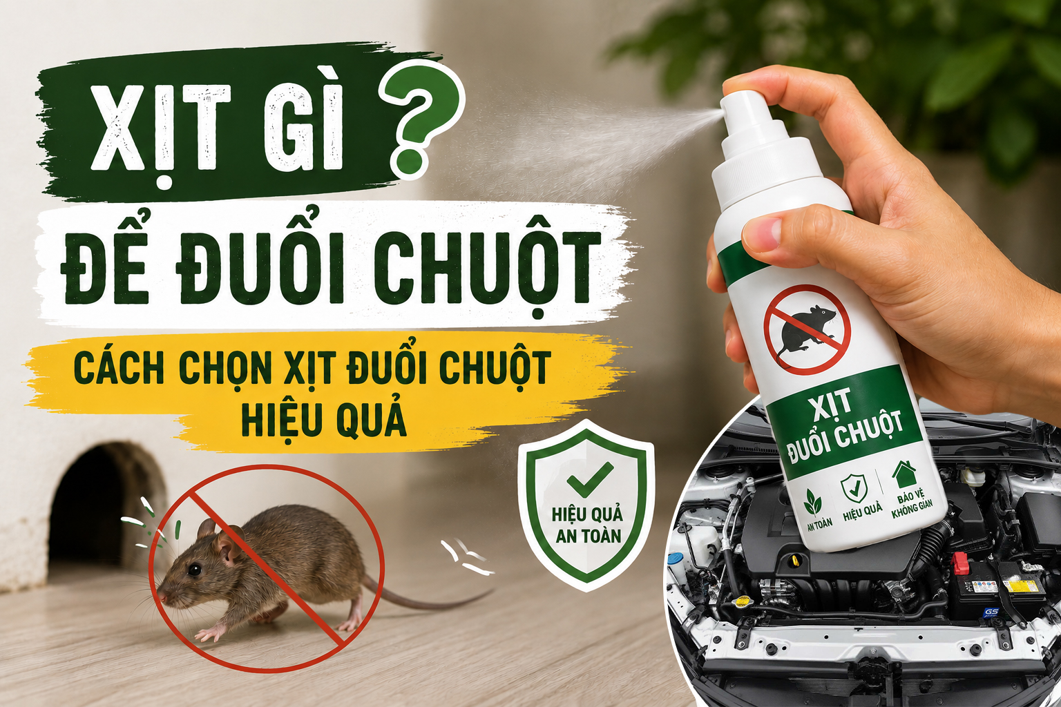 Xịt gì để đuổi chuột? Cách chọn xịt đuổi chuột hiệu quả, engine cleaner, rat & pest oust