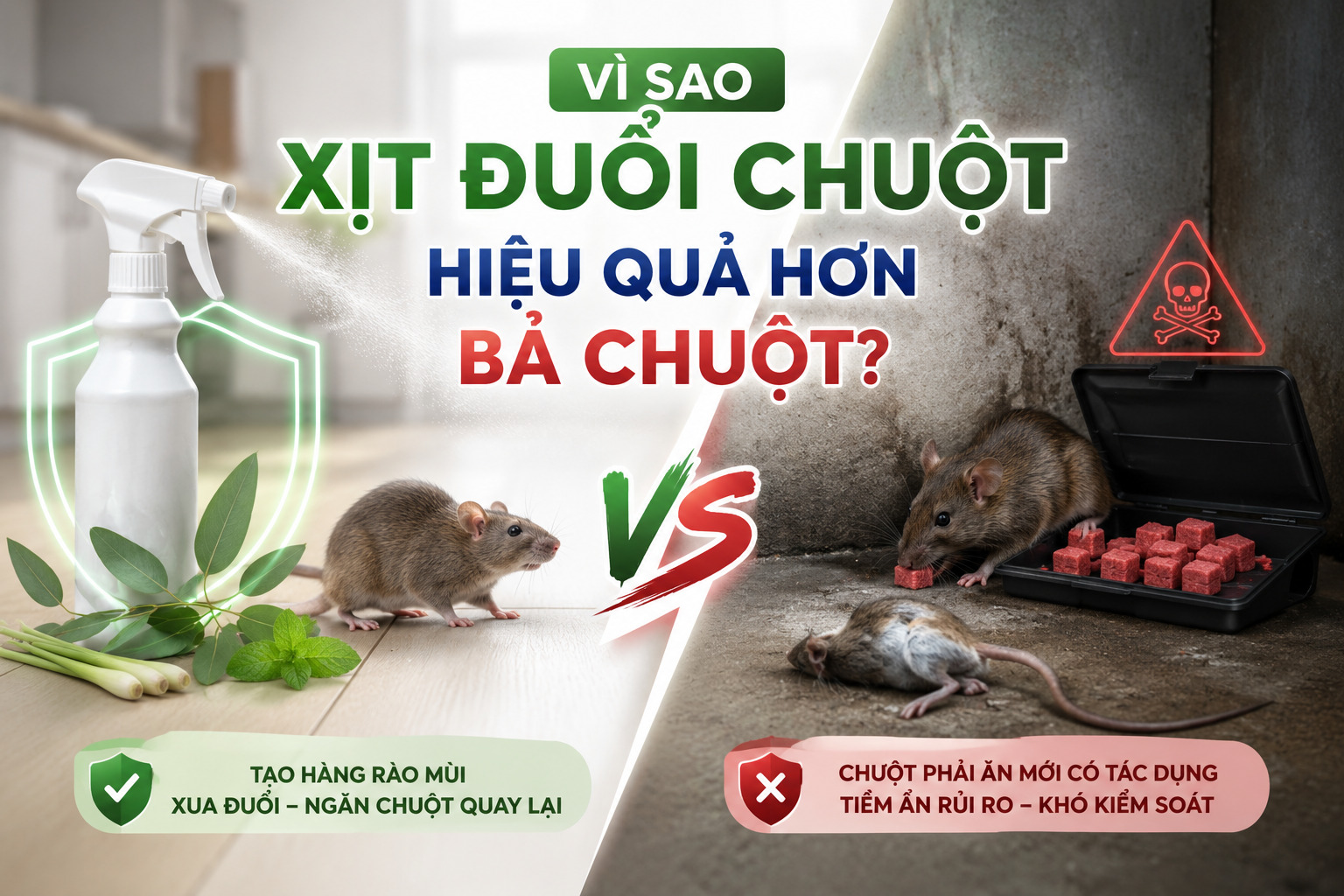 Vì sao xịt đuổi chuột hiệu quả hơn bả chuột? 